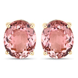 10.16 Carat Genuine Baby Pink Tourmaline 14K Yellow Gold Earrings