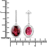 6.86 Carat Genuine Royal Pink Tourmaline and White Diamond 14K White Gold Earrings