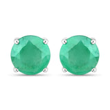 1.50 Carat Genuine Emerald 14K White Gold Earrings