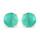 1.50 Carat Genuine Emerald 14K Yellow Gold Earrings
