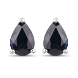 1.60 Carat Genuine Blue Sapphire 14K White Gold Earrings