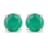 1.50 Carat Genuine Zambian Emerald 14K White Gold Earrings