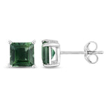 1.48 Carat Genuine Green Tourmaline 14K White Gold Earrings