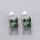 1.48 Carat Genuine Green Tourmaline 14K White Gold Earrings