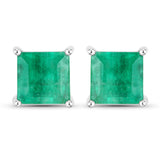 0.90 ct Genuine Zambian Emerald 14K White Gold Earrings