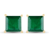 0.90 Carat Genuine Zambian Emerald 14K Yellow Gold Earrings