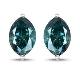 1.32 Carat Genuine Blue Diamond 14K White Gold Earrings