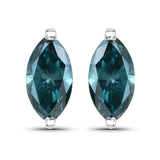 0.59 ct Genuine Blue Diamond 14K White Gold Earrings
