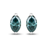 0.61 ct Genuine Blue Diamond 14K White Gold Earrings