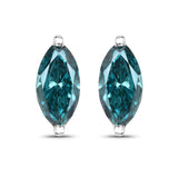 0.62 Carat Genuine Blue Diamond 14K White Gold Earrings