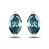 0.69 Carat Genuine Blue Diamond 14K White Gold Earrings