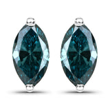 0.79 Carat Genuine Blue Diamond 14K White Gold Earrings