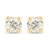 1.01 Carat Genuine LB Diamond 14K Yellow Gold Earrings