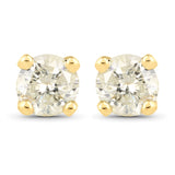0.99 Carat Genuine LB Diamond 14K Yellow Gold Earrings