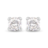 0.57 Carat Genuine White Diamond 14K White Gold Earrings