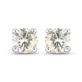 0.71 Carat Genuine White Diamond 14K White Gold Earrings