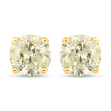 1.12 Carat Genuine LB Diamond 14K Yellow Gold Earrings