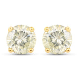 1.24 Carat Genuine LB Diamond 14K Yellow Gold Earrings