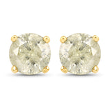 1.39 Carat Genuine LB Diamond 14K Yellow Gold Earrings