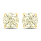 1.52 Carat Genuine LB Diamond 14K Yellow Gold Earrings