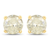 1.54 Carat Genuine LB Diamond 14K Yellow Gold Earrings