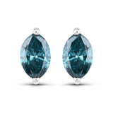 0.61 ct Genuine Blue Diamond 14K White Gold Earrings