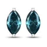 0.59 ct Genuine Blue Diamond 14K White Gold Earrings