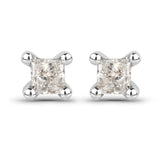 0.06 ct Genuine White Diamond 14K White Gold Earrings