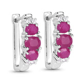 1.66 Carat Genuine Johnson Ruby and White Topaz .925 Sterling Silver Earrings