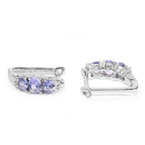 1.52 Carat Genuine Tanzanite and White Topaz .925 Sterling Silver Earrings