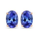 1.20 Carat Genuine Tanzanite 14K Rose Gold Earrings