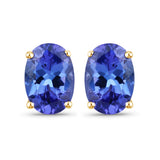 1.20 Carat Genuine Tanzanite 14K Yellow Gold Earrings