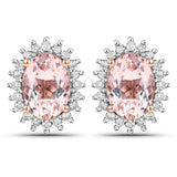 1.61 Carat Genuine Morganite and White Diamond 14K Rose Gold Earrings