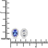 1.71 Carat Genuine Tanzanite and White Diamond 14K White Gold Earrings