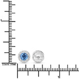 1.42 Carat Genuine Blue Sapphire and White Diamond 14K White Gold Earrings