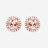 0.93 Carat Genuine Morganite and White Diamond 14K Rose Gold Earrings