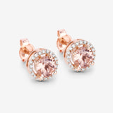 0.93 Carat Genuine Morganite and White Diamond 14K Rose Gold Earrings