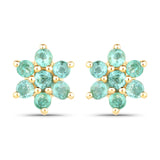0.42 Carat Genuine Zambian Emerald 10K Yellow Gold Earrings