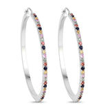 2.24 Carat Genuine Multi Sapphire .925 Sterling Silver Earrings