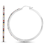 2.24 Carat Genuine Multi Sapphire .925 Sterling Silver Earrings