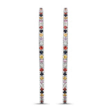 2.24 Carat Genuine Multi Sapphire .925 Sterling Silver Earrings