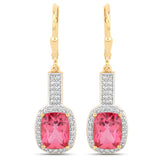 5.78 Carat Genuine Pink Topaz and White Topaz .925 Sterling Silver Earrings