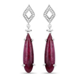 23.25 Carat Dyed Ruby and White Topaz .925 Sterling Silver Earrings