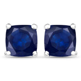3.60 Carat Emerald, Glass Filled Ruby and Glass Filled Sapphire .925 Sterling Silver Earrings