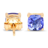 1.10 Carat Genuine Tanzanite 14K Yellow Gold Earrings