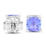1.10 Carat Genuine Tanzanite .925 Sterling Silver Earrings