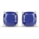 6.60 Carat Emerald, Glass Filled Ruby and Glass Filled Sapphire .925 Sterling Silver Earrings
