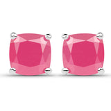 6.60 Carat Emerald, Glass Filled Ruby and Glass Filled Sapphire .925 Sterling Silver Earrings