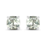 1.80 Carat Genuine Green Amethyst .925 Sterling Silver Earrings