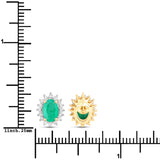 1.76 Carat Genuine Zambian Emerald and White Diamond 14K Yellow Gold Earrings